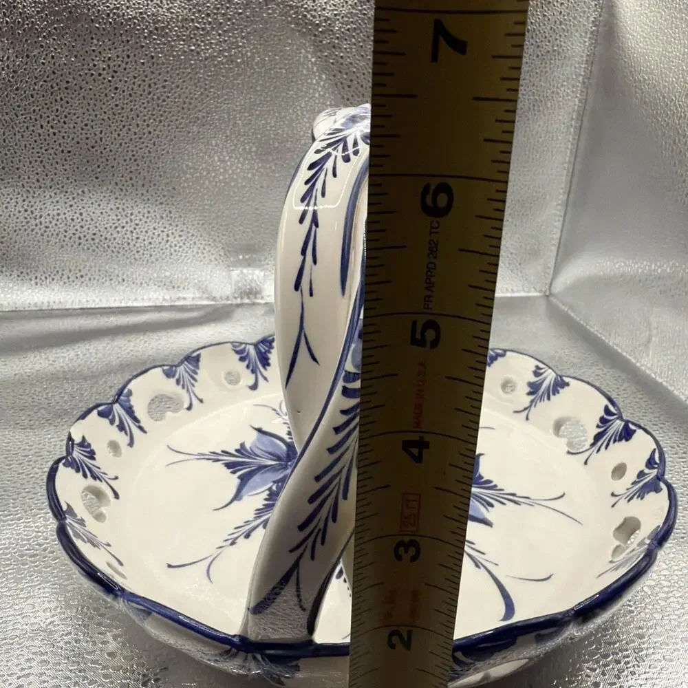 Hand Painted Ceramic Basket from Portugal
